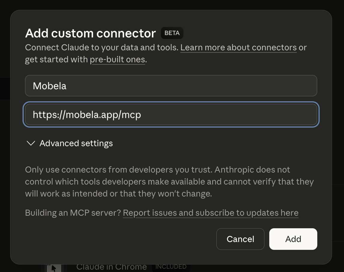 Add custom connector or Browse Connectors